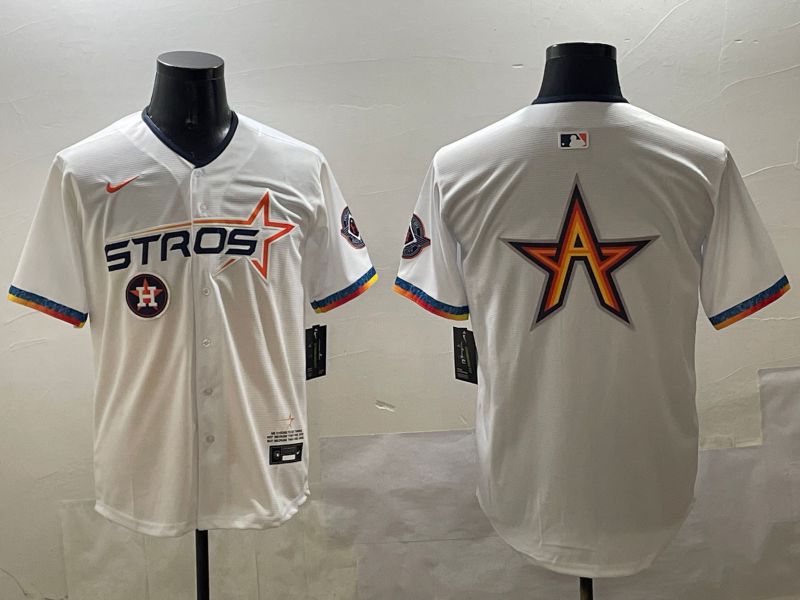 Men Houston Astros Blank White Fourth generation Joint Name 2025 Nike MLB Jersey style 8->houston astros->MLB Jersey